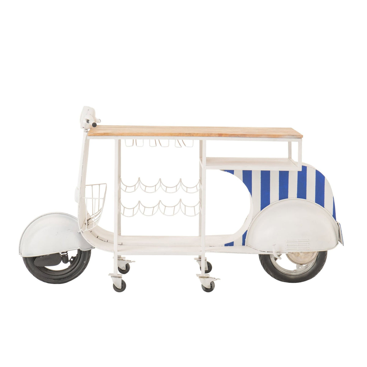 Mueble de bar Retro Scooter Rayado Hierro Azul/Blanco J-Line