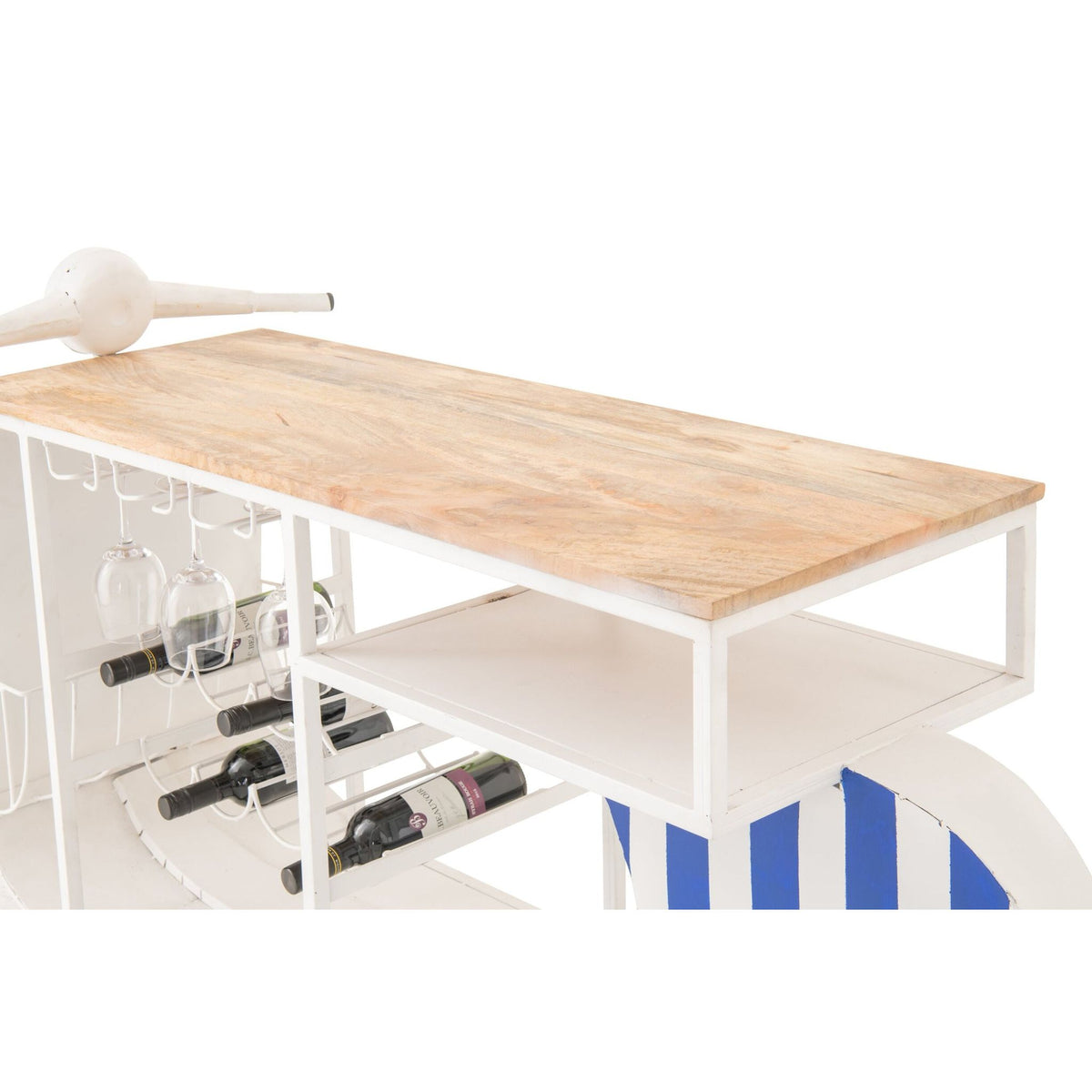 Mueble de bar Retro Scooter Rayado Hierro Azul/Blanco J-Line