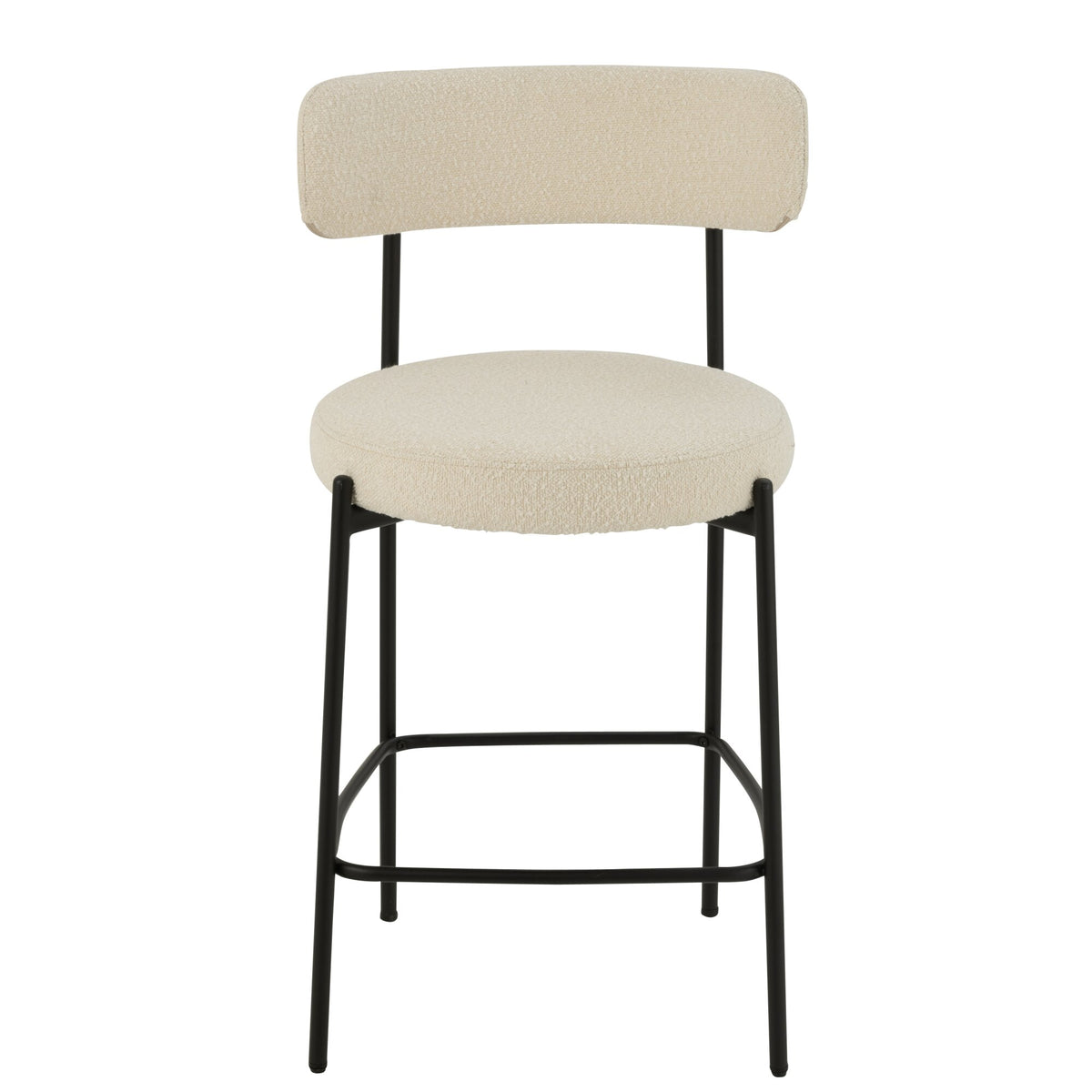 Taburete de bar Boucle Multilaminado/Poliéster Blanco/Negro J-Line