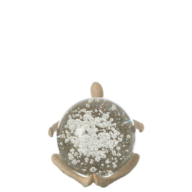 Beeld Bal Resin/Kristal Beige - Beeld - J-Line - livinglovely.nl