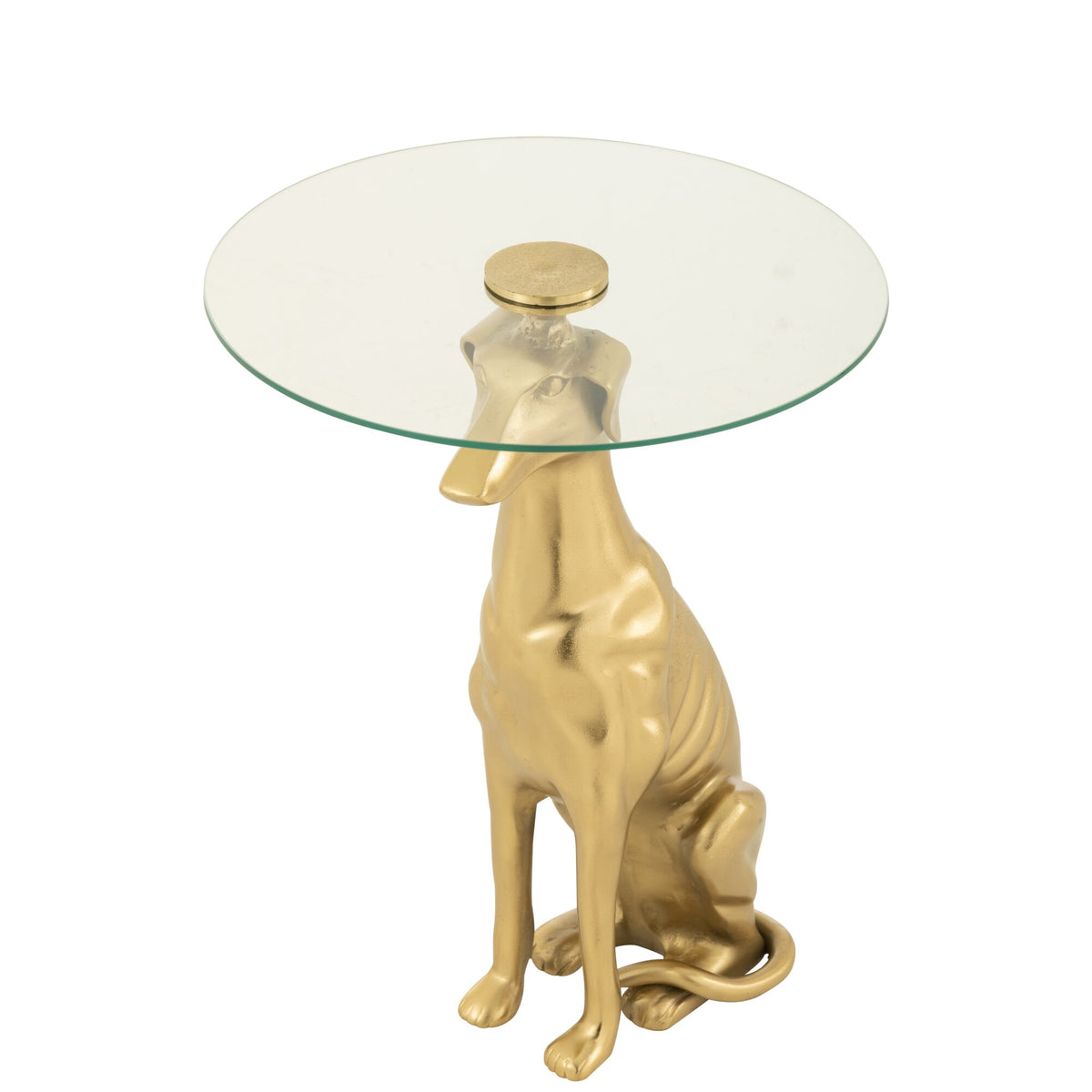 Mesa auxiliar Perro Aluminio/Vidrio Dorado J-Line