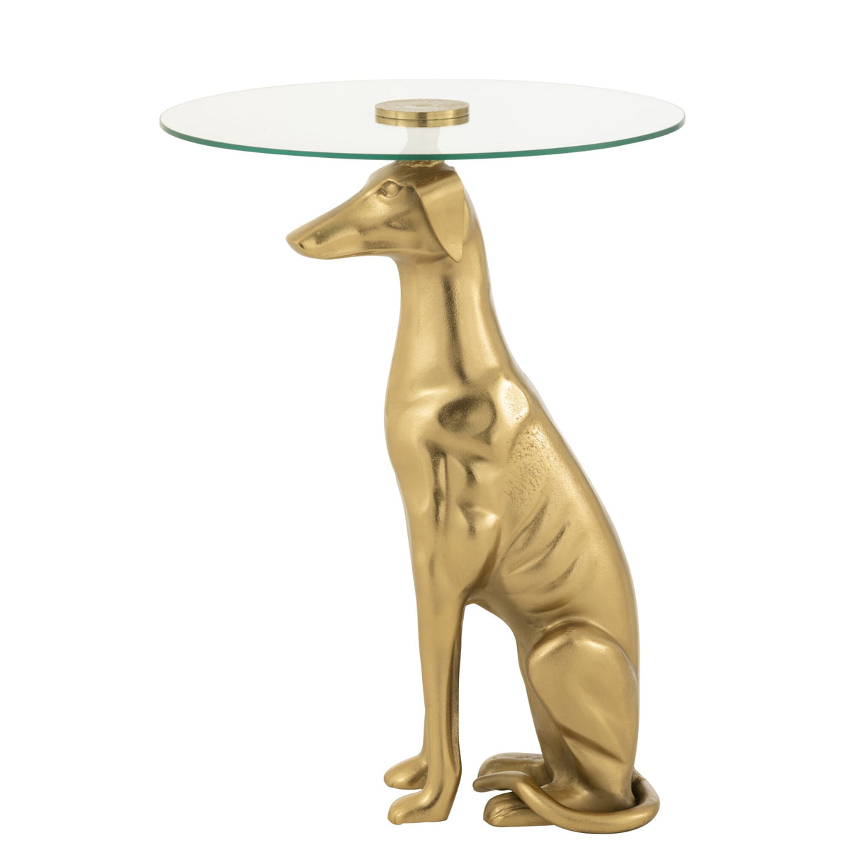 Mesa auxiliar Perro Aluminio/Vidrio Dorado J-Line