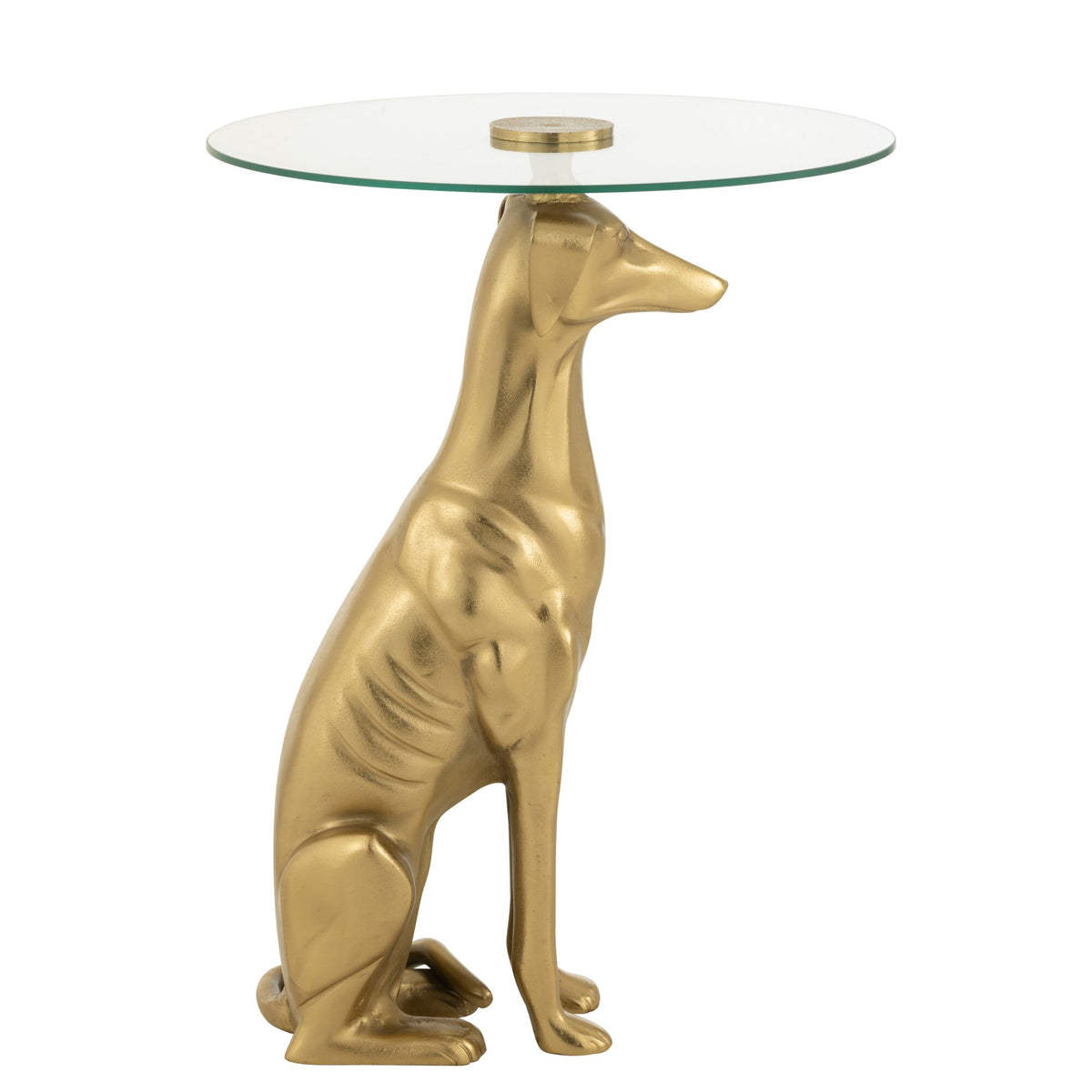Mesa auxiliar Perro Aluminio/Vidrio Dorado J-Line