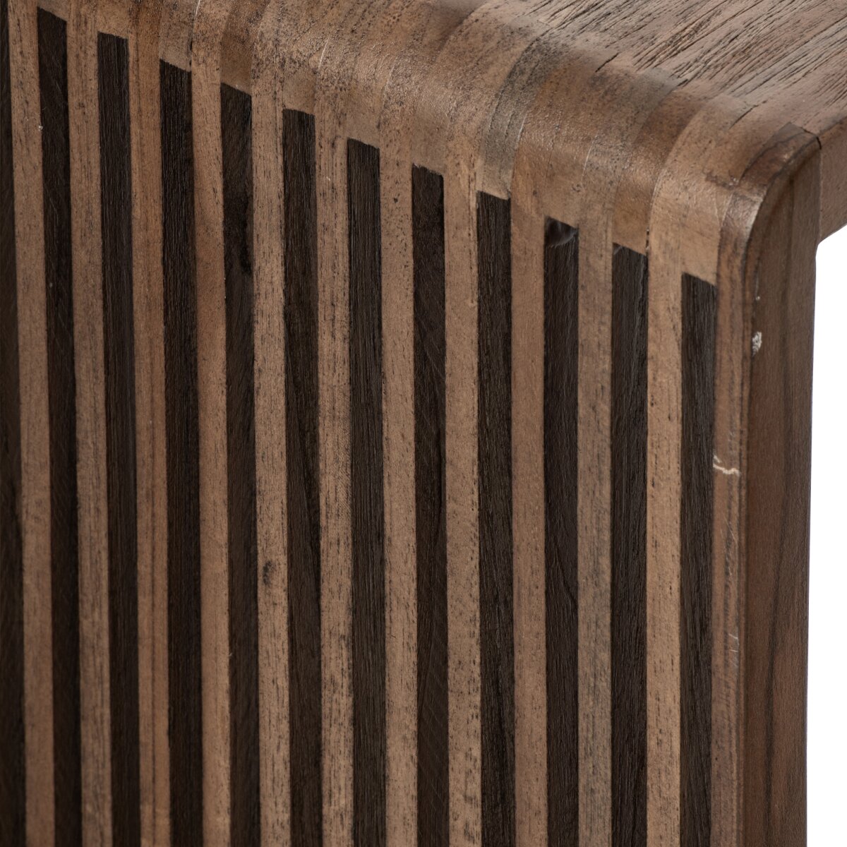 Mesa auxiliar de listones de madera reciclada marrón oscuro J-Line