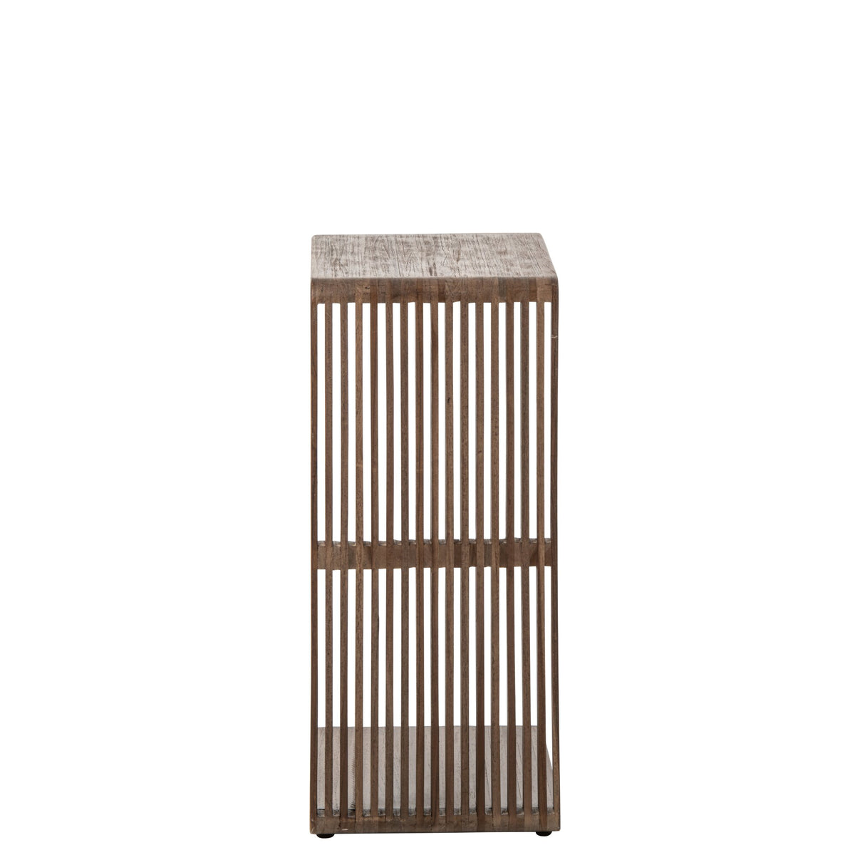 Mesa auxiliar de listones de madera reciclada marrón oscuro J-Line