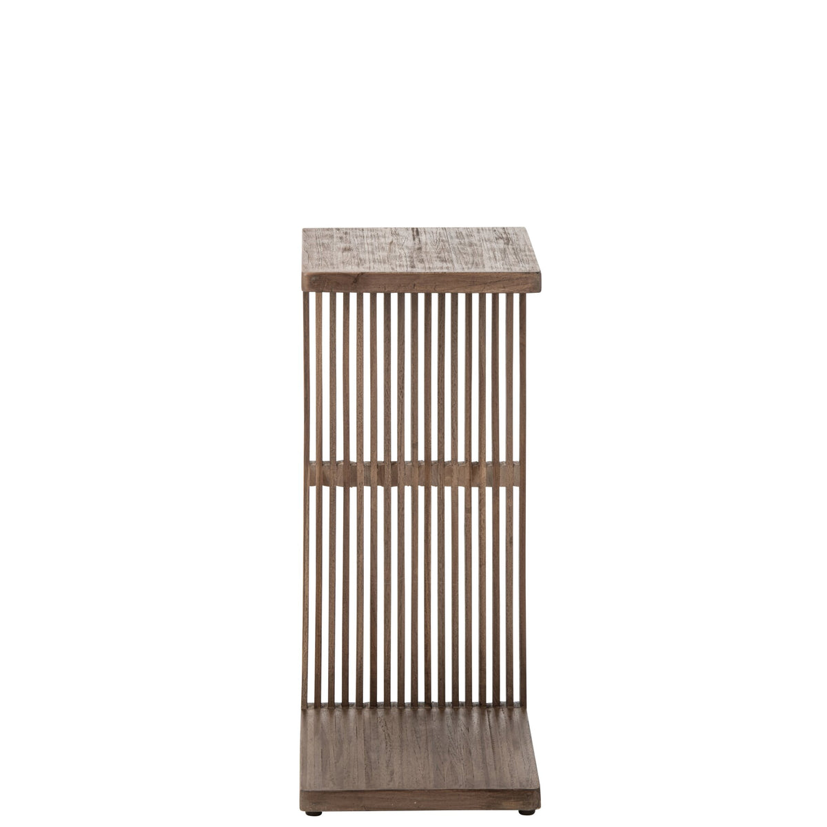 Mesa auxiliar de listones de madera reciclada marrón oscuro J-Line