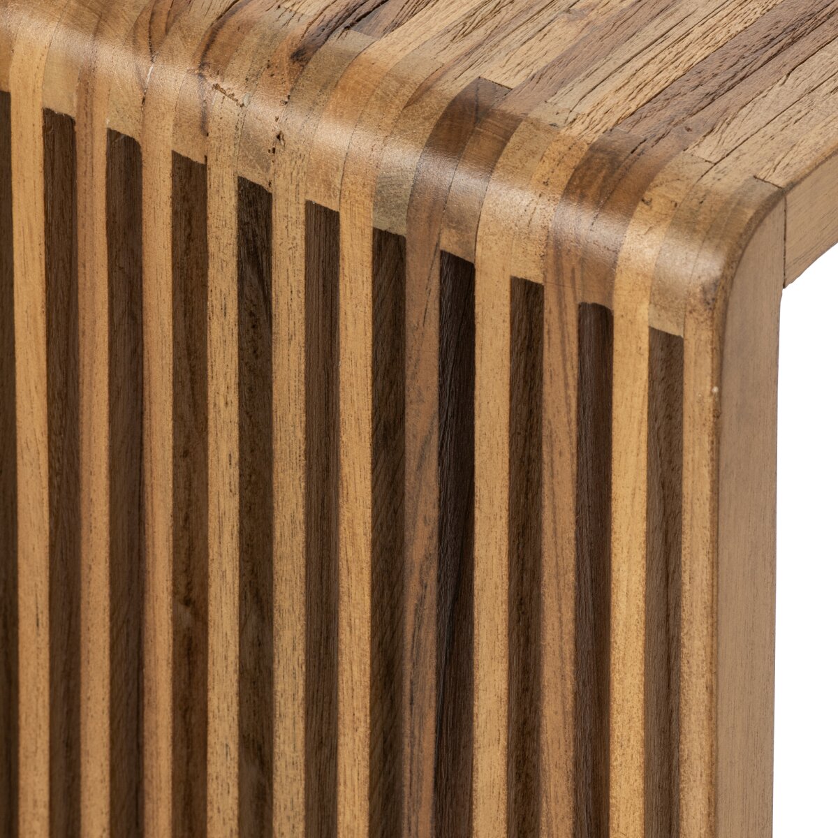 Mesa auxiliar de listones de madera reciclada natural J-Line