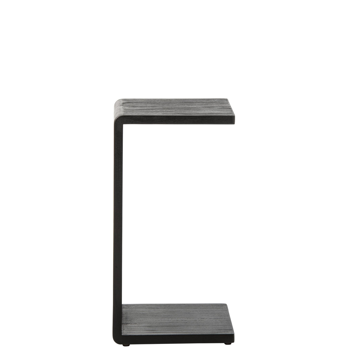 Mesa auxiliar de listones de madera reciclada negra J-Line
