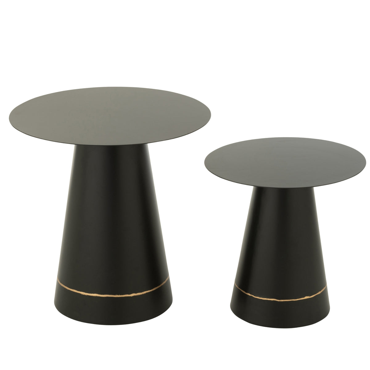 Bijzettafel Metaal Zwart/Goudkleurig Set van 2 J-Line - Bijzettafel - J-Line - livinglovely.nl