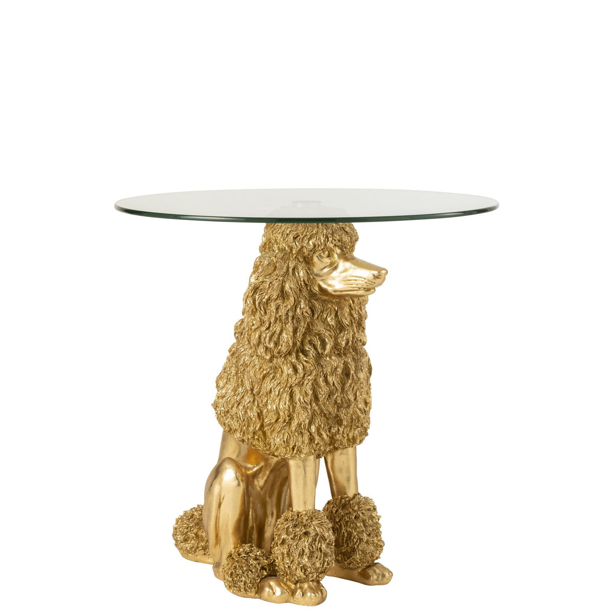 Bijzettafel Poedel Rond Polyresin Goudkleurig J-Line