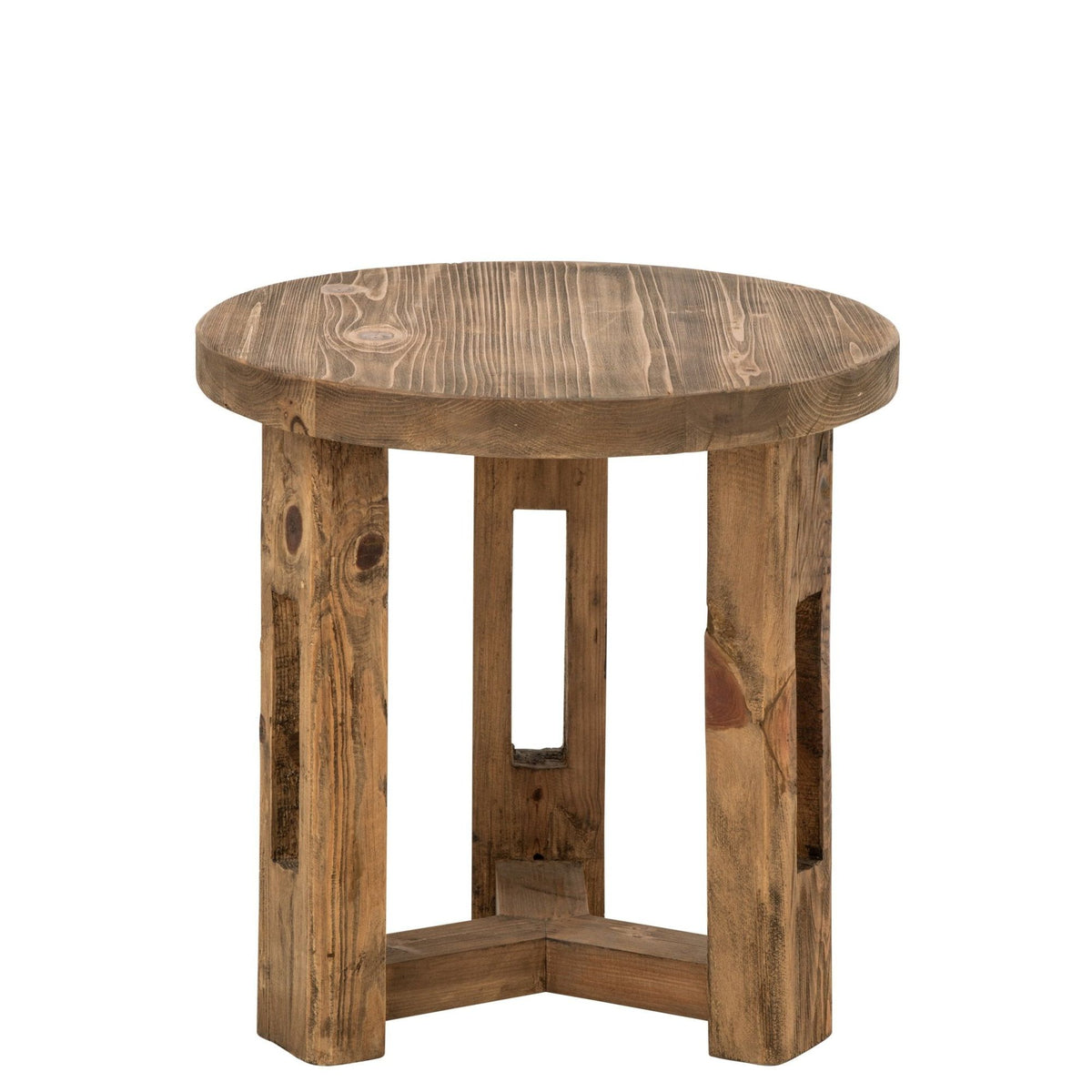 Mesa auxiliar redonda de madera reciclada marrón J-Line