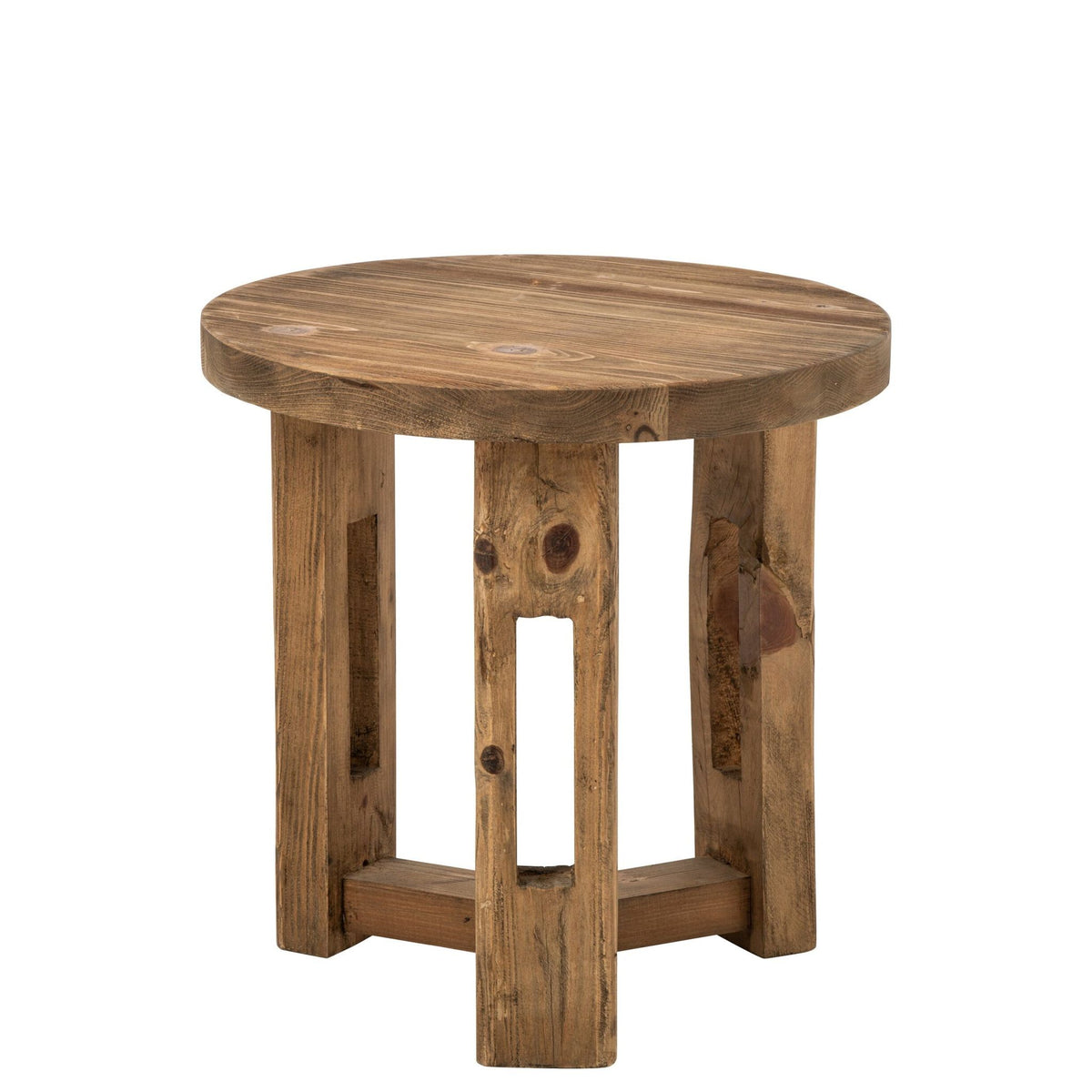 Mesa auxiliar redonda de madera reciclada marrón J-Line