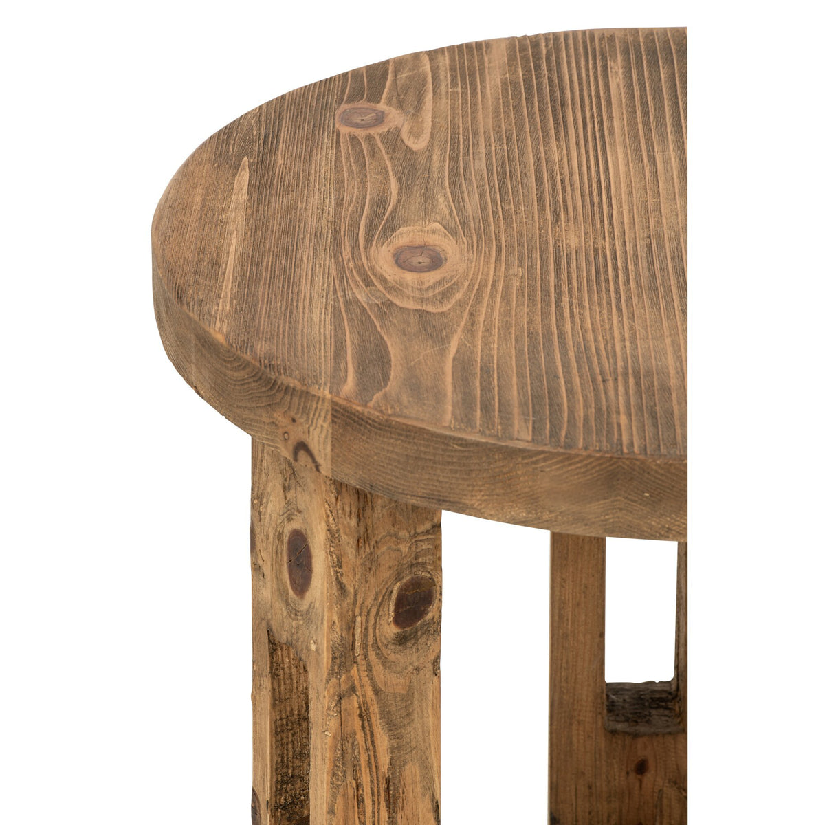 Mesa auxiliar redonda de madera reciclada marrón J-Line