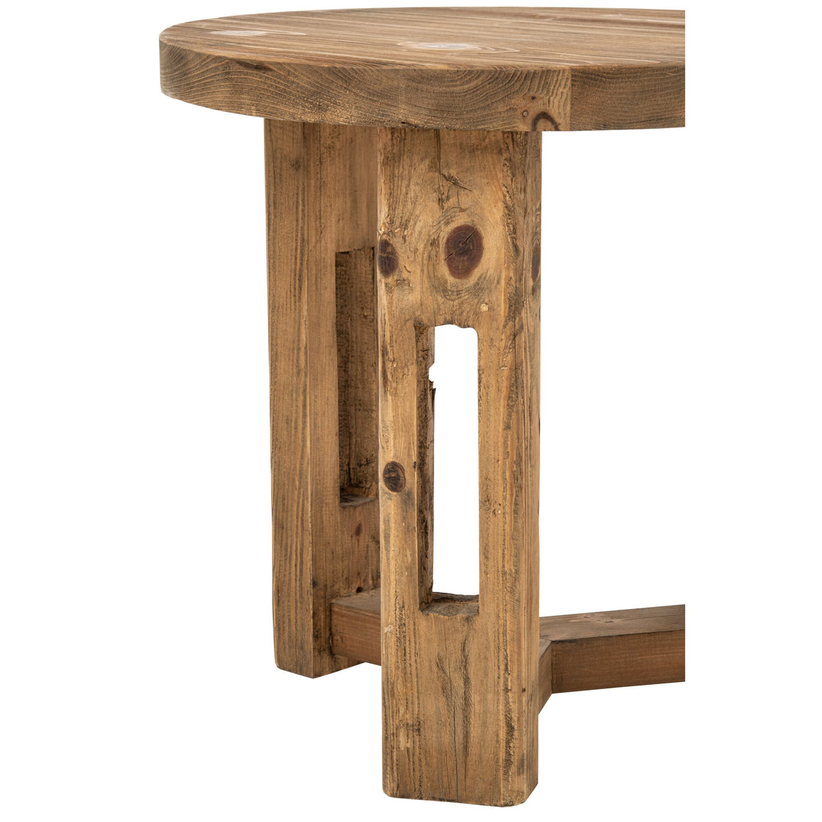 Mesa auxiliar redonda de madera reciclada marrón J-Line