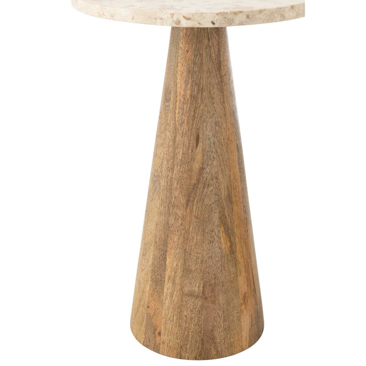 Mesa auxiliar redonda de mármol y madera, beige/marrón, juego de 2, J-Line