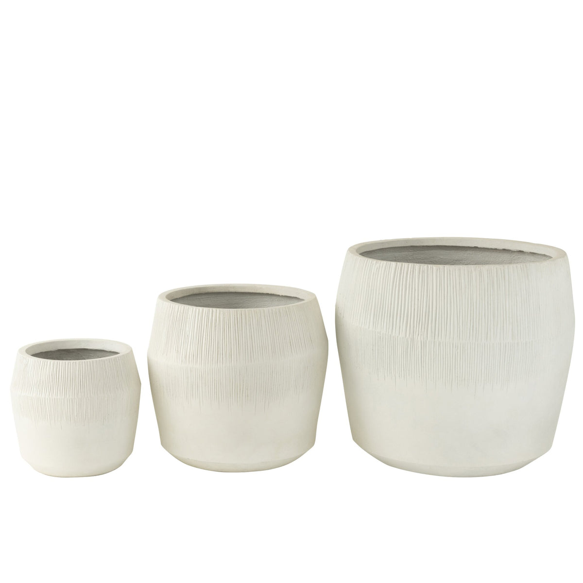 Maceta de arcilla de fibra blanca, set de 3, J-Line