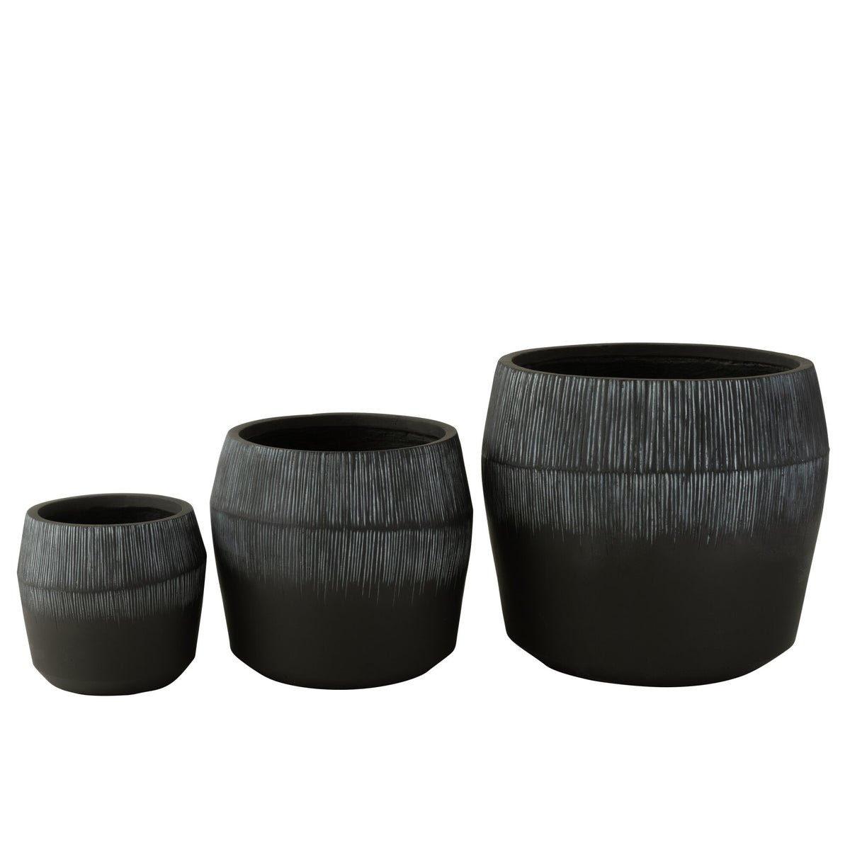 Maceta de arcilla de fibra negra, juego de 3, J-Line