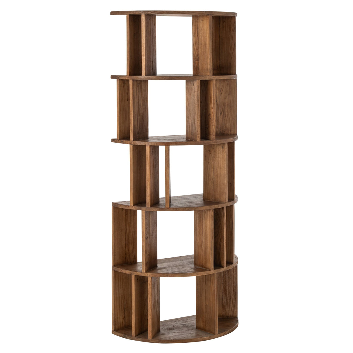 Librería semicircular Mindi de madera natural J-Line