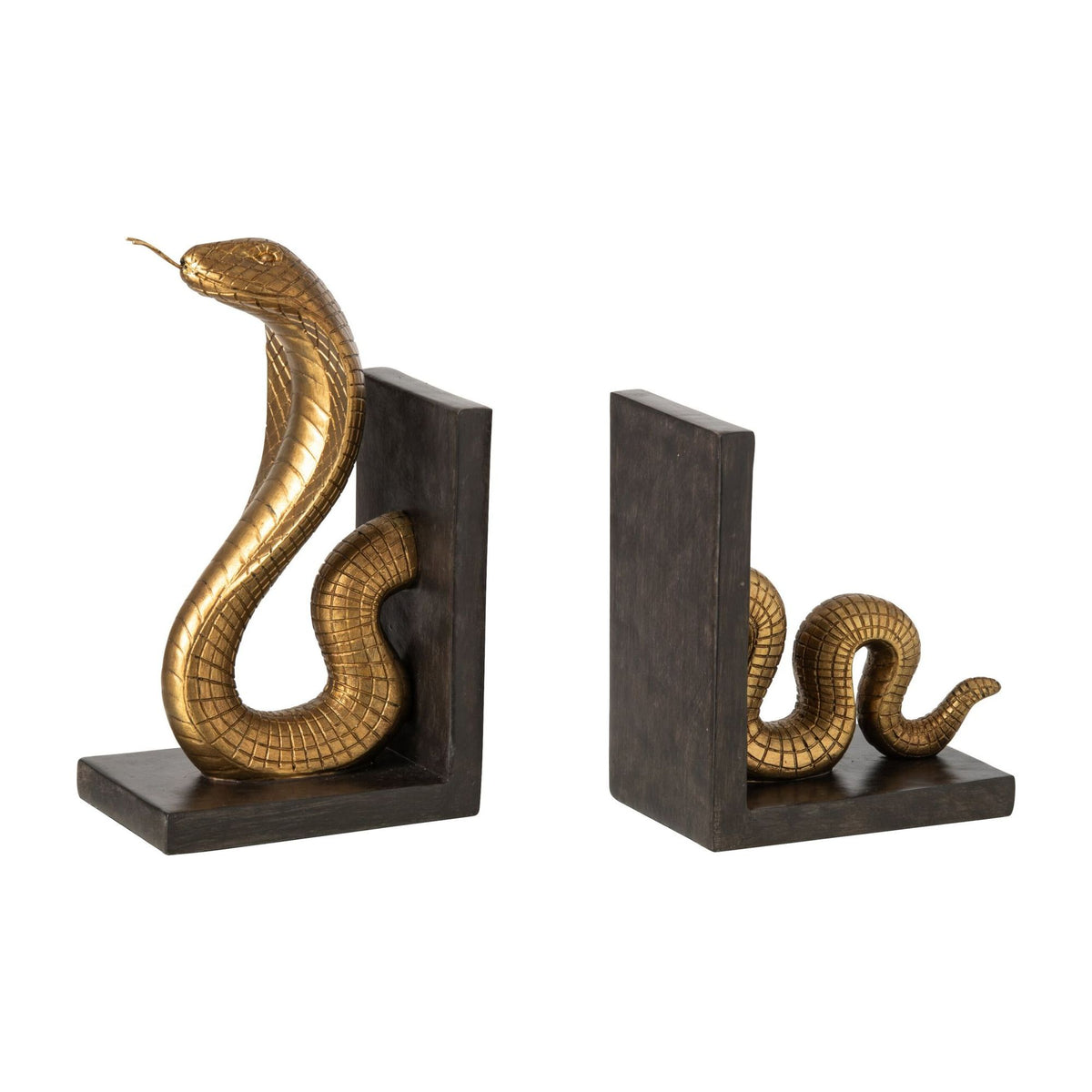 Sujetalibros Serpiente Polirresina Dorado/Negro Set de 2 J-Line