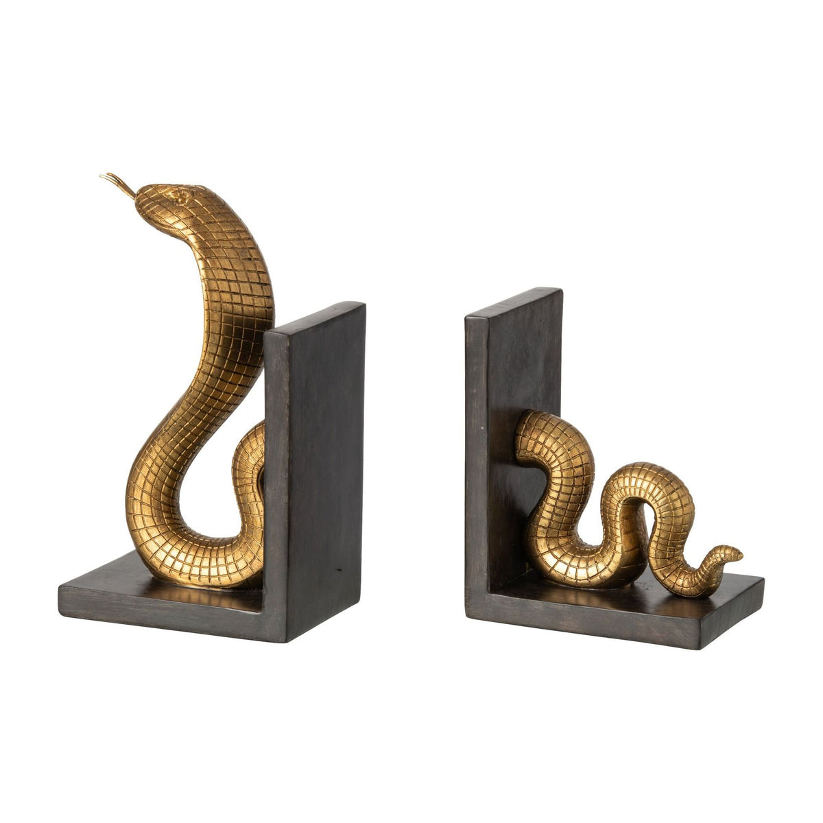 Sujetalibros Serpiente Polirresina Dorado/Negro Set de 2 J-Line