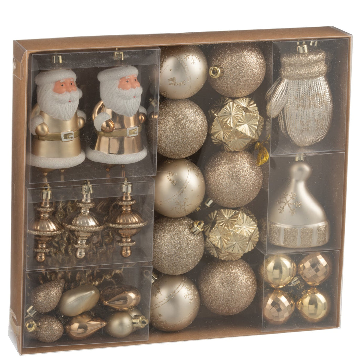 Box Of 45 Christmas Bauble Plastic Beige/Ecru - - J-Line - livinglovely.nl