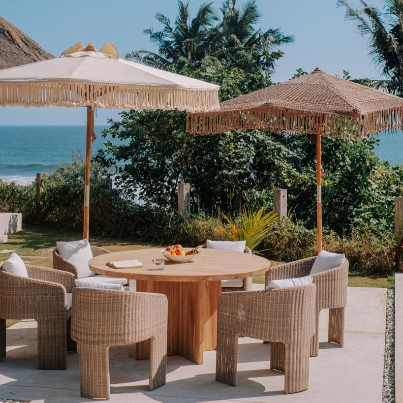 Canvas Parasol - Touwfringe Créme - 250cm - Parasol - Todo Bien - livinglovely.nl
