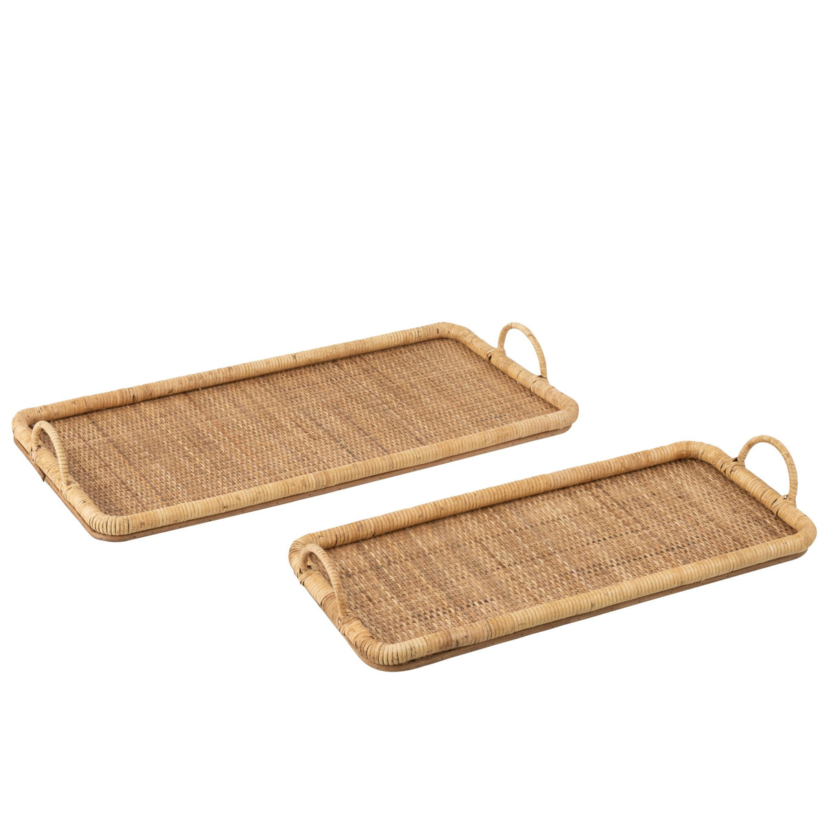 Bandejas Rectangulares Ratán/Metal Natural Set de 2 J-Line