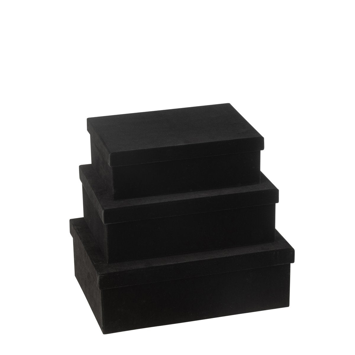 Dozen Rechthoekig Fluweel Papier Zwart Set van 3 - Cadeauverpakking - J-Line - livinglovely.nl