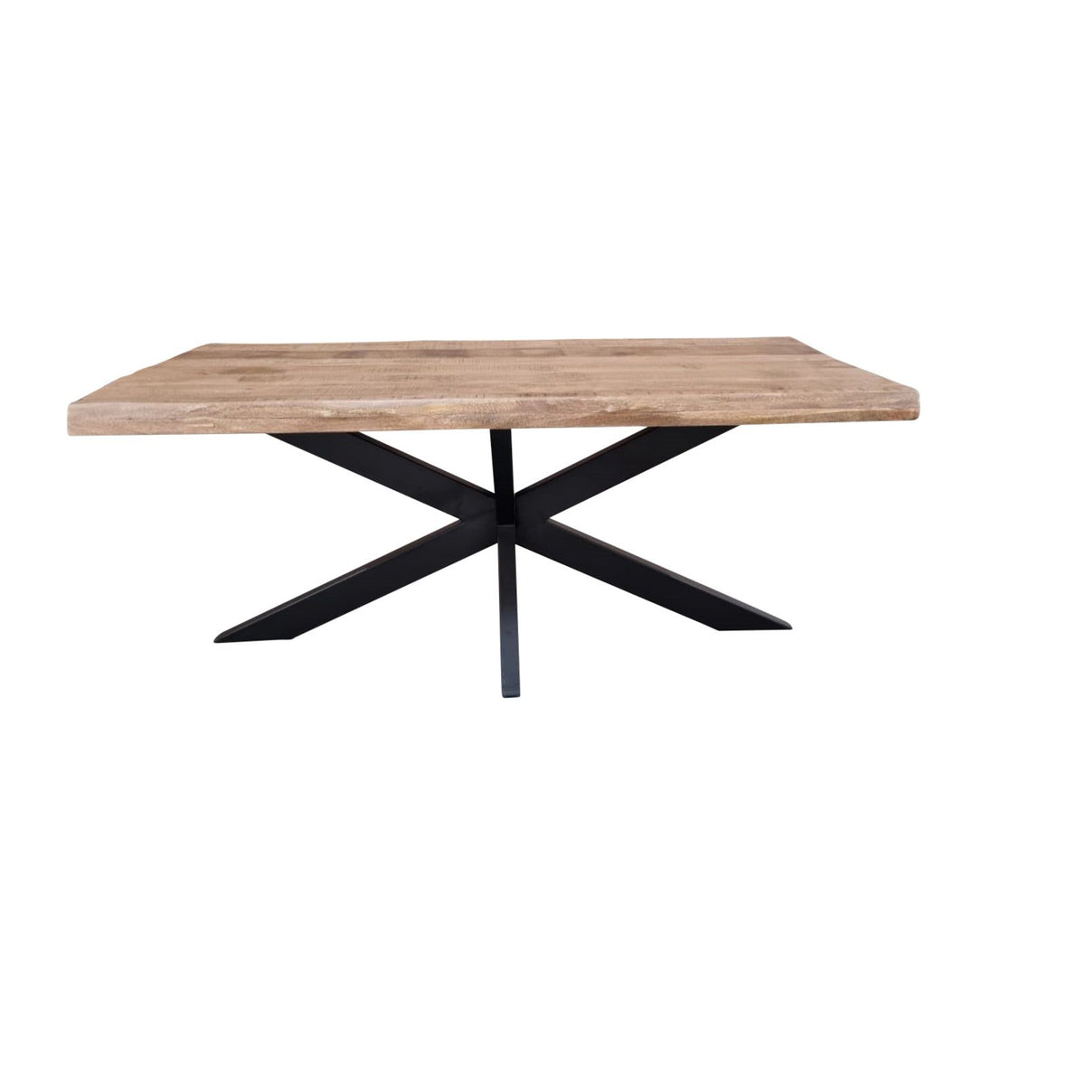 Eettafel Boston Boomstam 220cm van Starfurn, mangohouten blad met natuurlijke rand op metalen matrixpoot