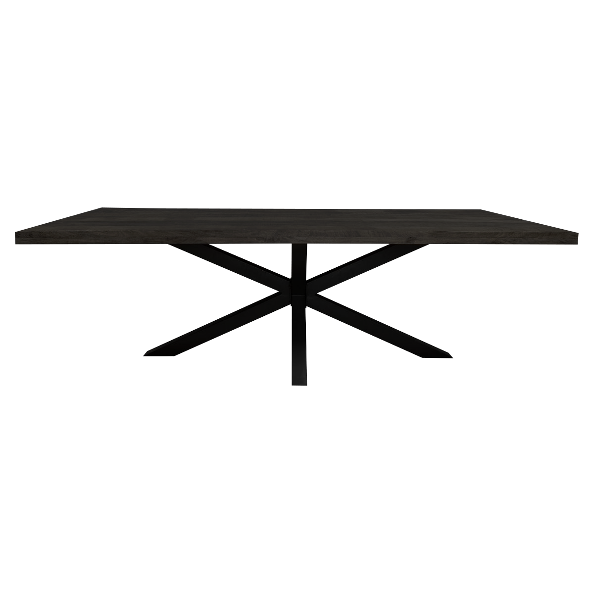 Denver eettafel 240cm van Starfurn met zwart gelakte metalen matrixpoot en massief mangohouten blad