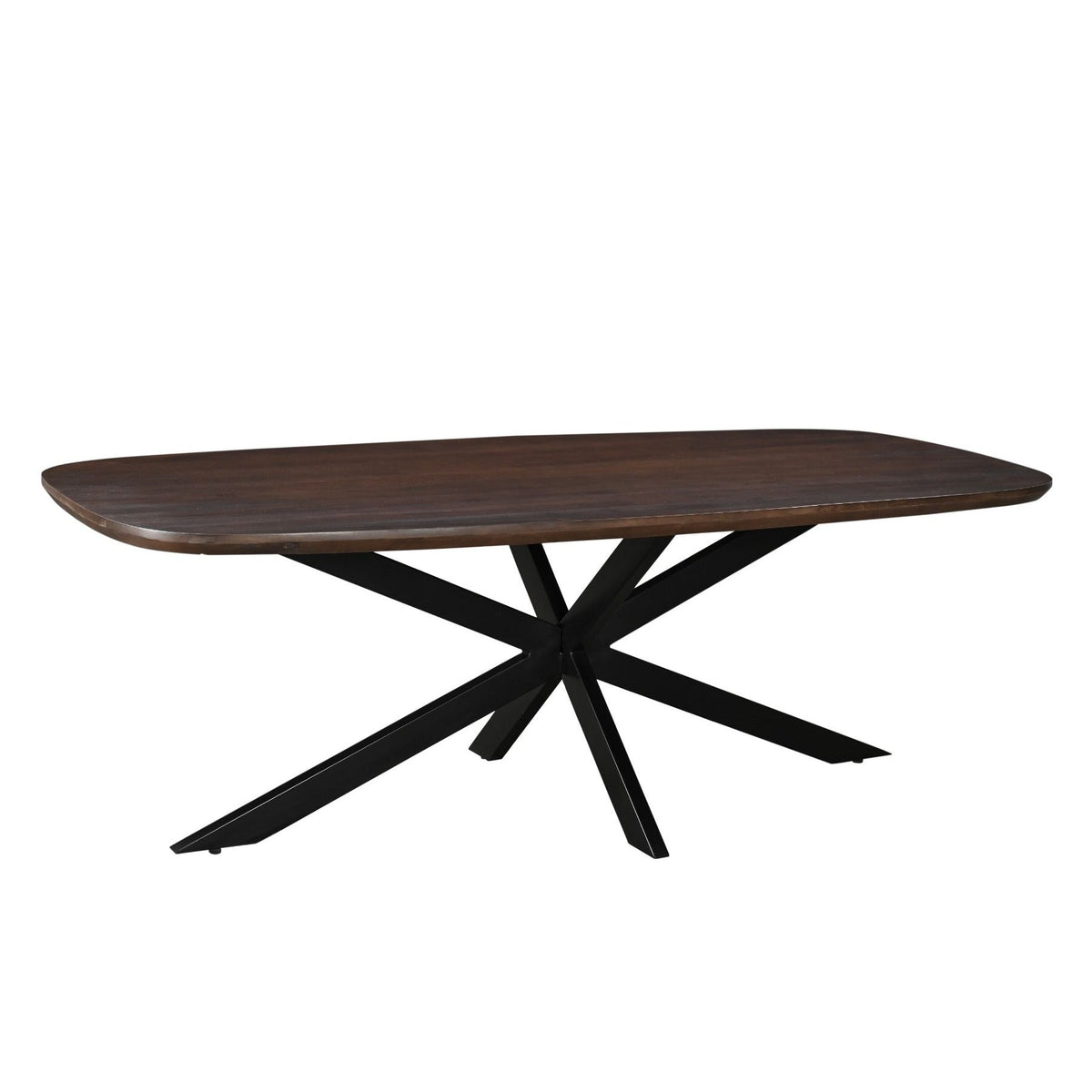 Eettafel Jesper Chestnut 180cm schuin vooraanzicht met zwart spinpootonderstel