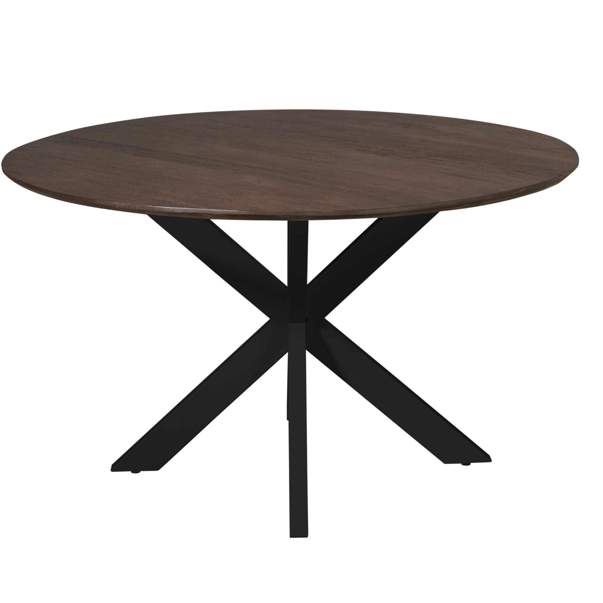 Eettafel Madison 130cm met zwarte poot van Starfurn schuin van voren gezien