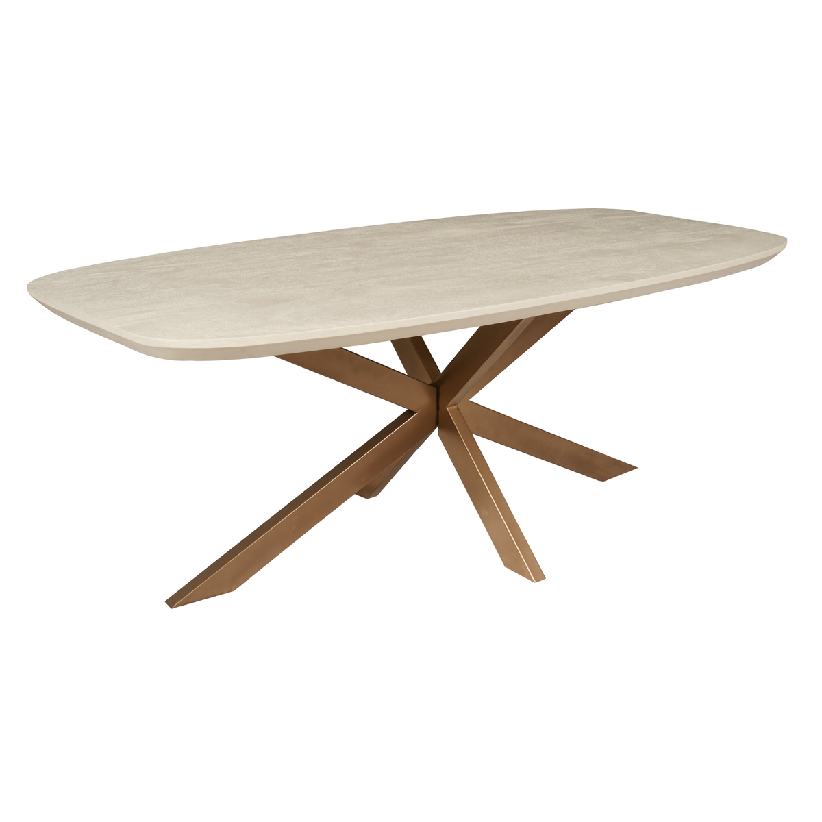 Eettafel Madison Zand van Starfurn detail van de afgeronde rand van het tafelblad