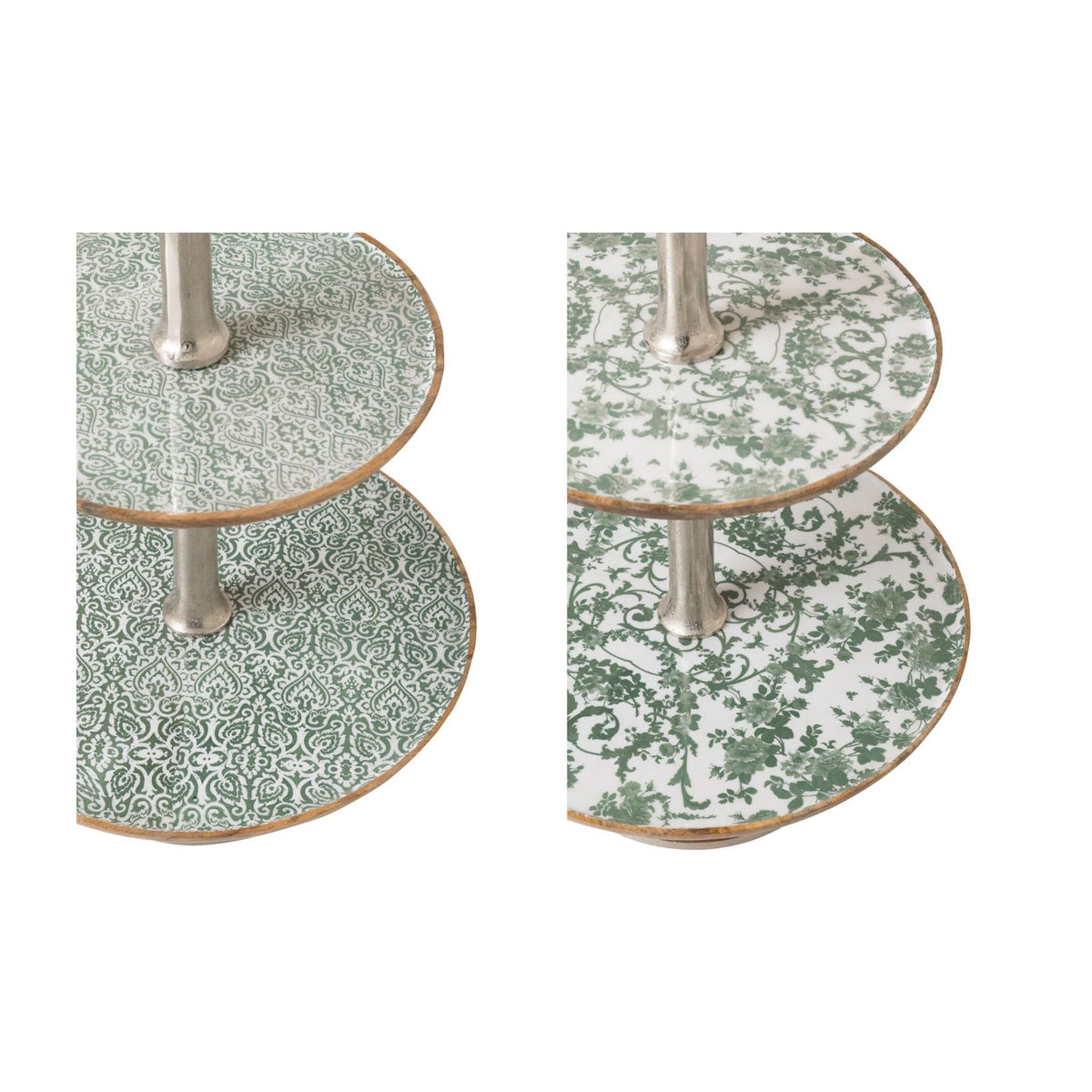 Etagère 3 niveles Madera de mango Verde/Blanco Set de 2 J-Line