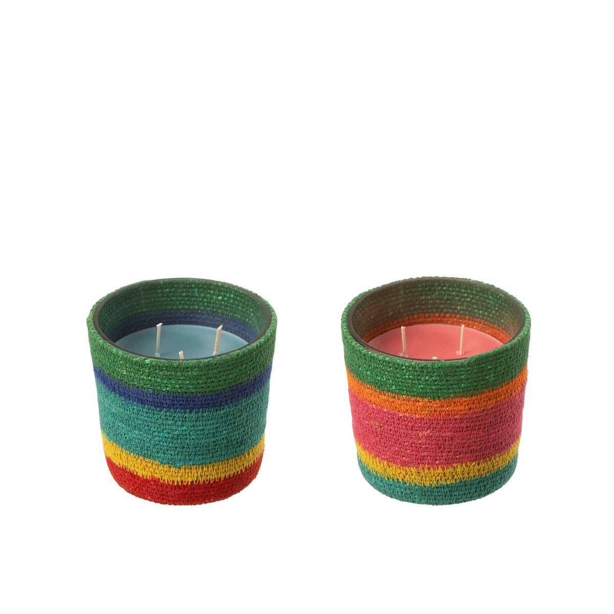 Vela aromática Cesta Rosa Mezcla de Ceras Pequeña-45 Horas Set de 2 J-Line