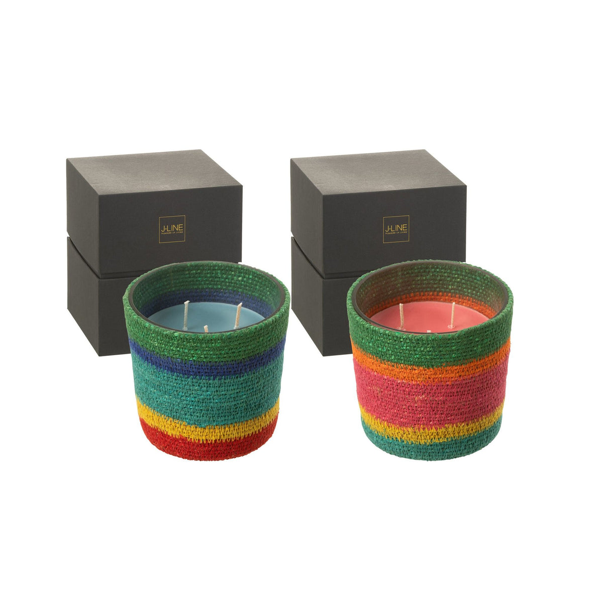 Vela aromática Cesta Rosa Mezcla de Ceras Pequeña-45 Horas Set de 2 J-Line