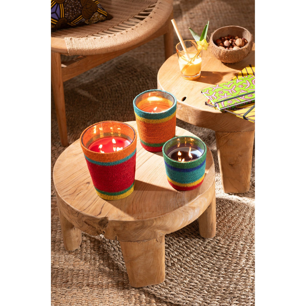 Vela aromática Cesta Rosa Mezcla de Ceras Pequeña-45 Horas Set de 2 J-Line