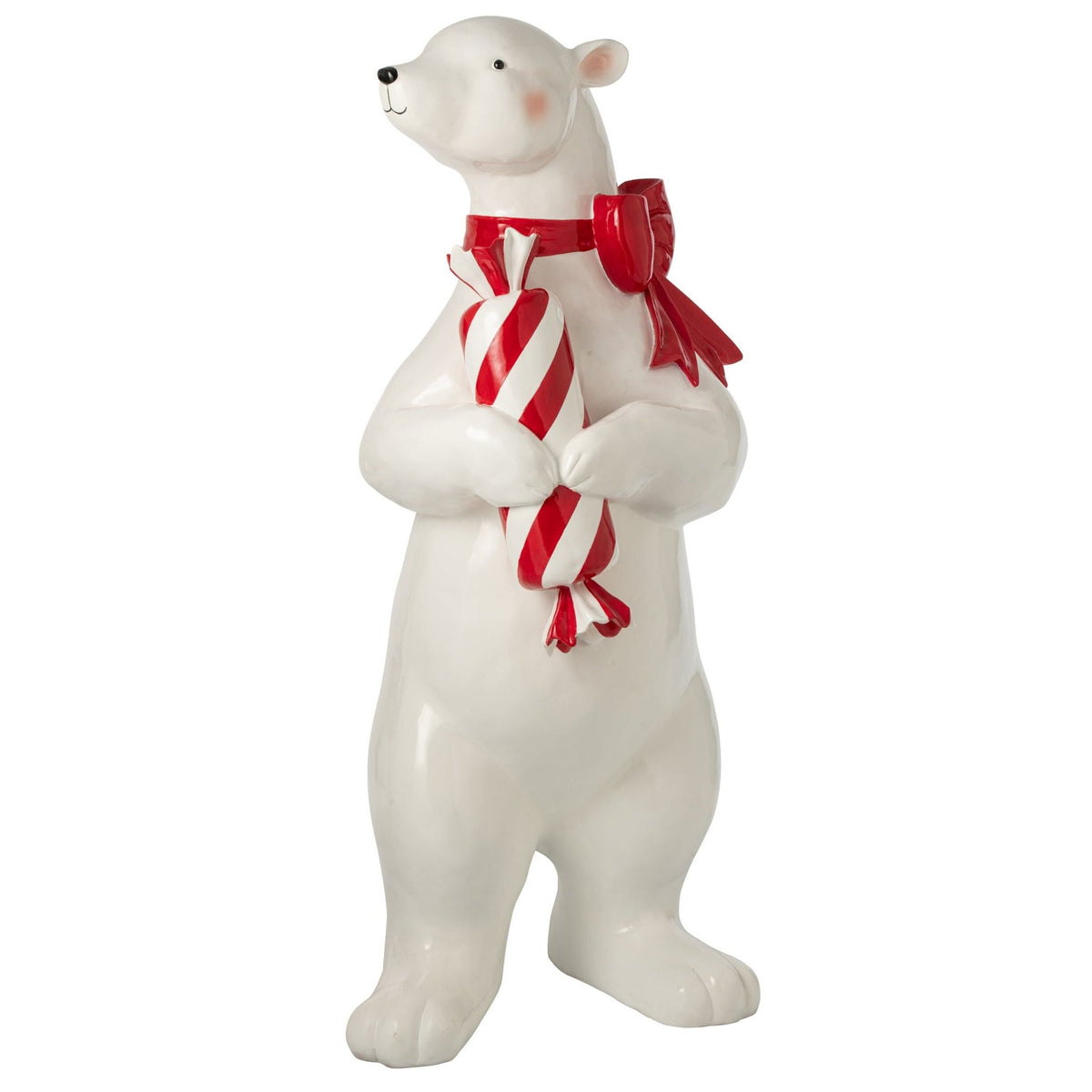 Oso Polar De Pie Con Bastón Blanco/Rojo Navideño J-Line