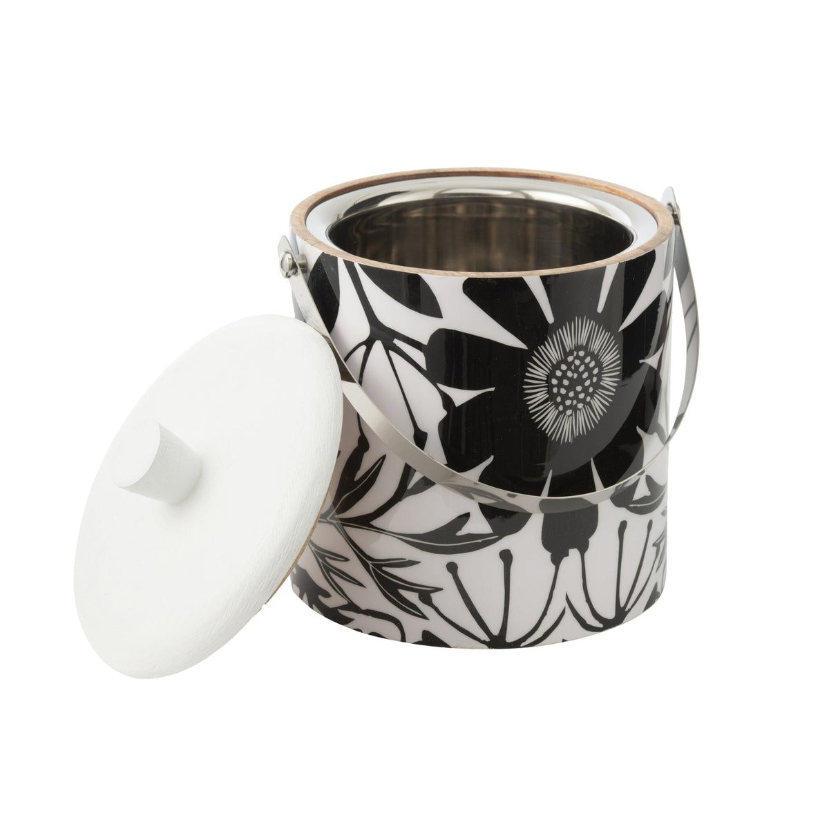 Cubo de hielo para flores Madera de mango Negro/Blanco J-Line