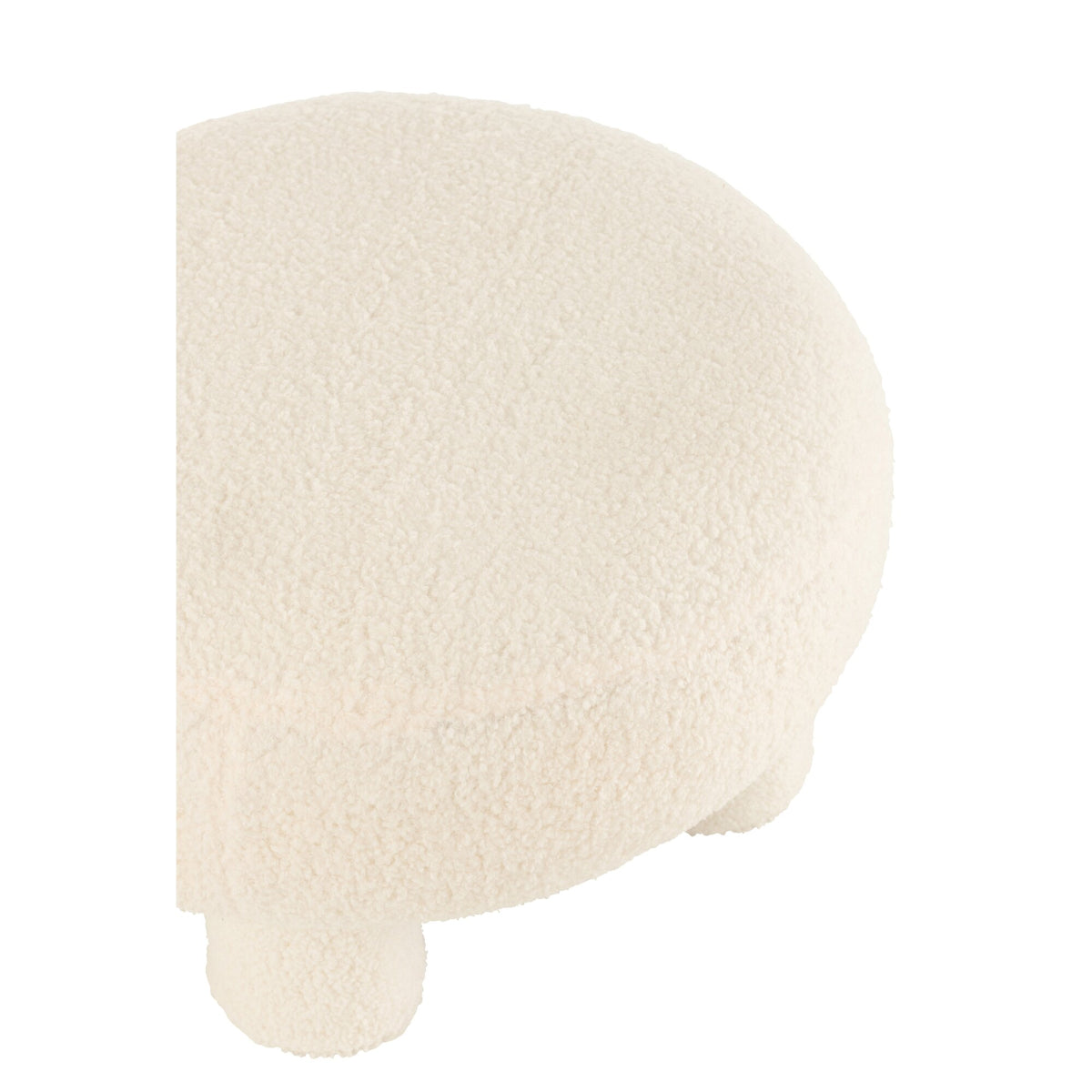 Taburete J-Line redondo de bouclé teddy blanco con patas J-Line