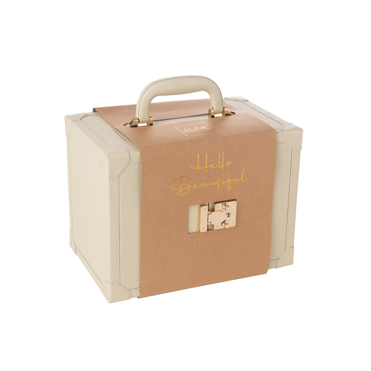 Maletín de Joyas con Asa de Polipiel Beige J-Line
