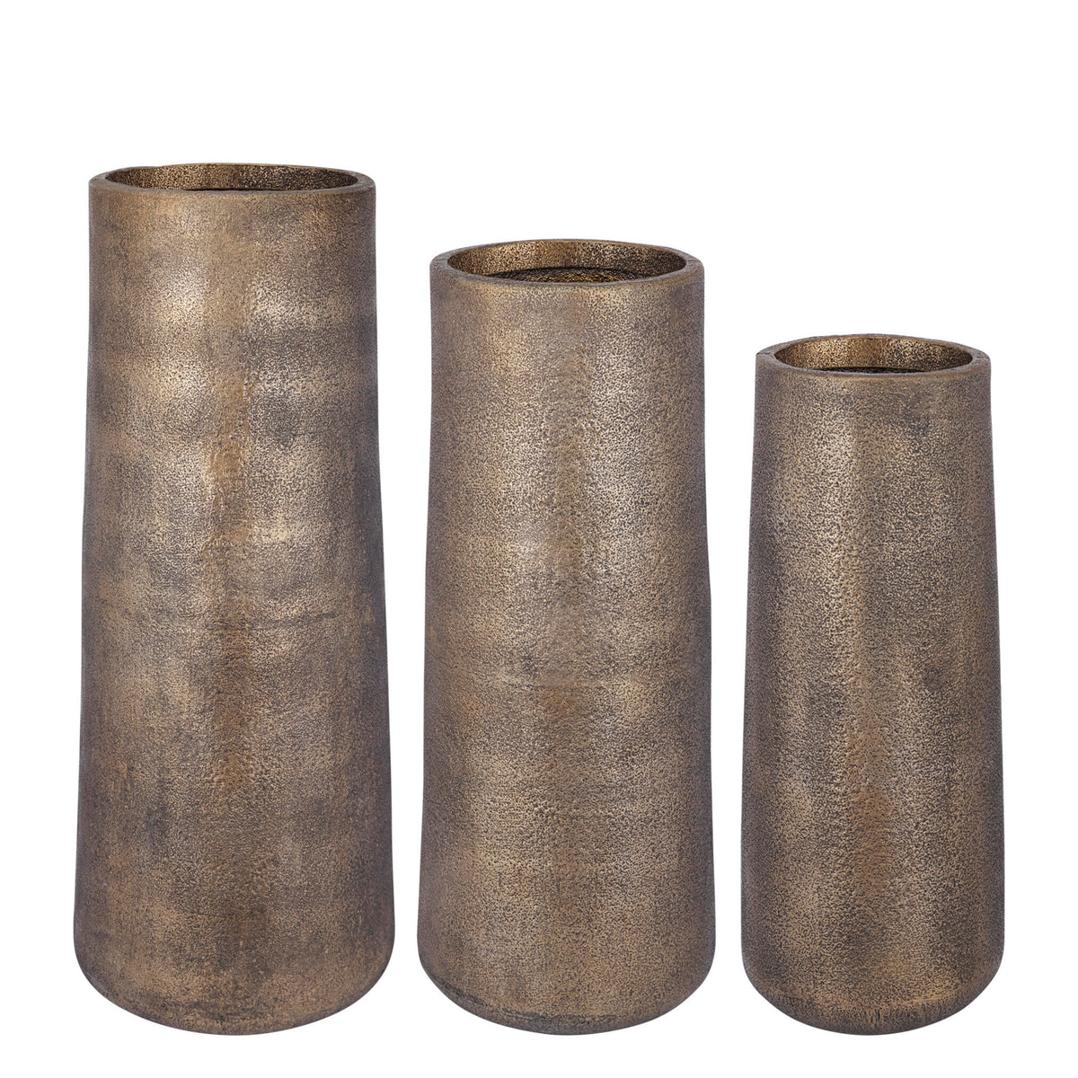 Kardine Antique Gold Alu Pot Dented Pattern High M van PTMD, detail van het gedeukte patroon op witte achtergrond