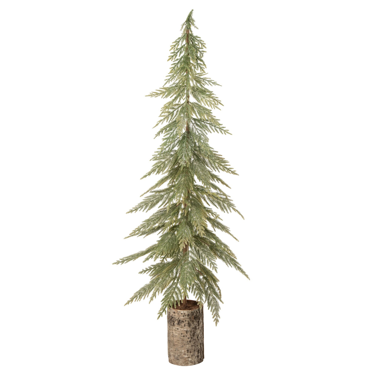 Kerstboom Op Houten Voet Groen Large van J-Line, slanke dennenboom van 120 cm op een voet van berkenschors