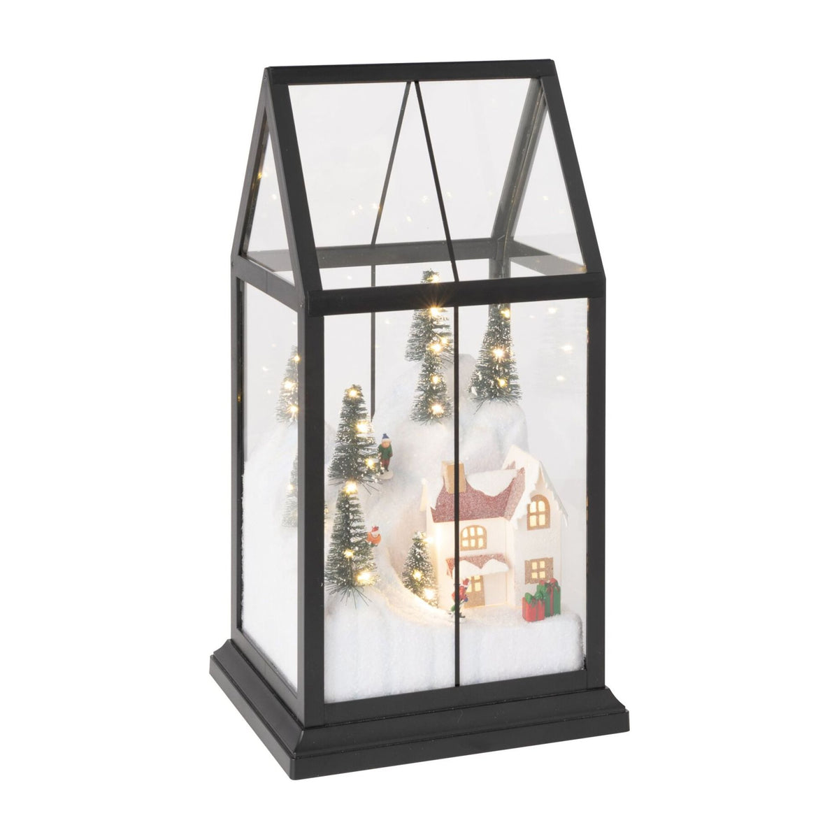 Pueblo navideño de vidrio LED multicolor pequeño J-Line