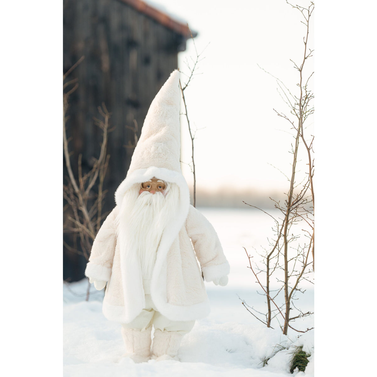 Gafas de Papá Noel de Poliéster Blancas J-Line