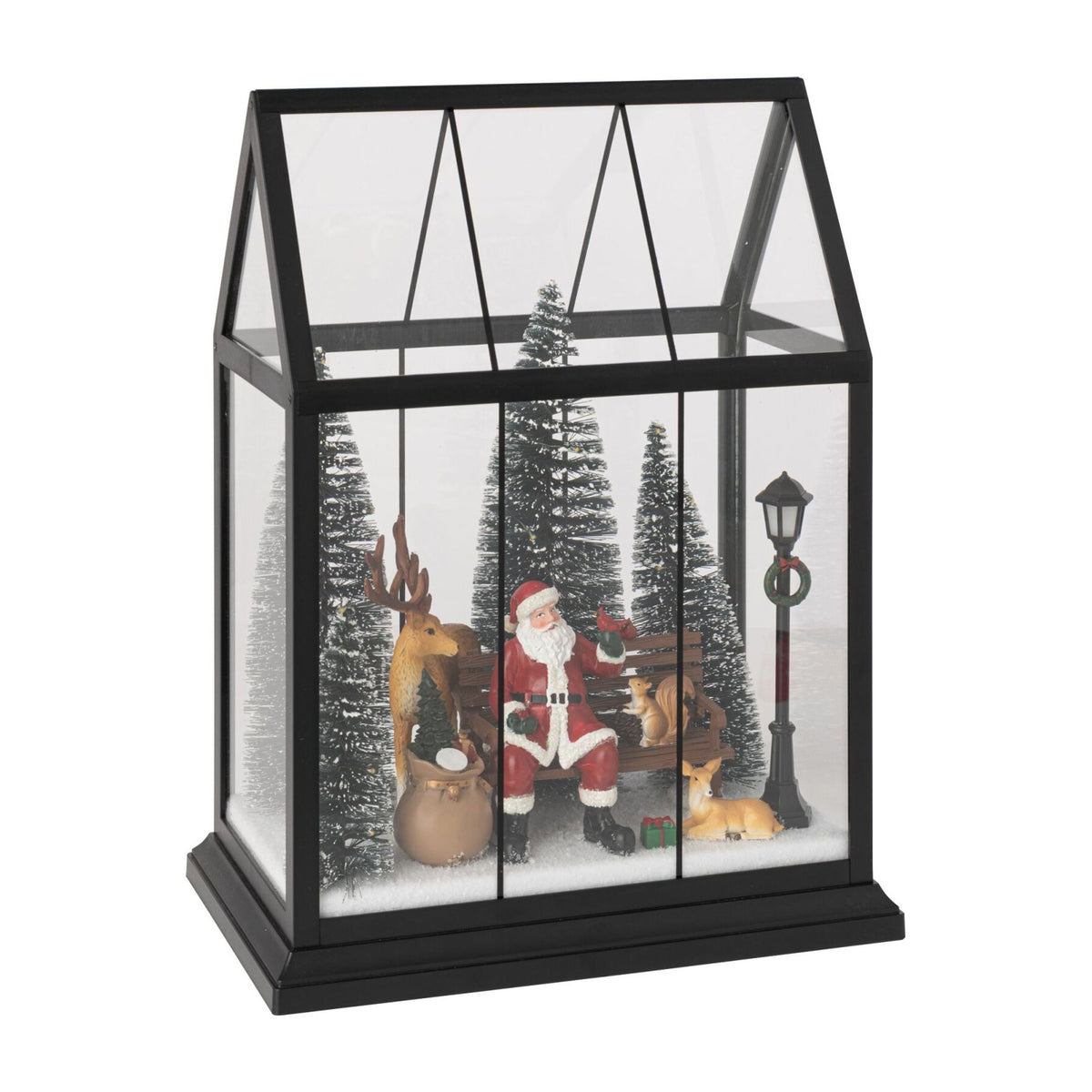 Papá Noel LED con Animales Vidrio Multicolor Mediano J-Line
