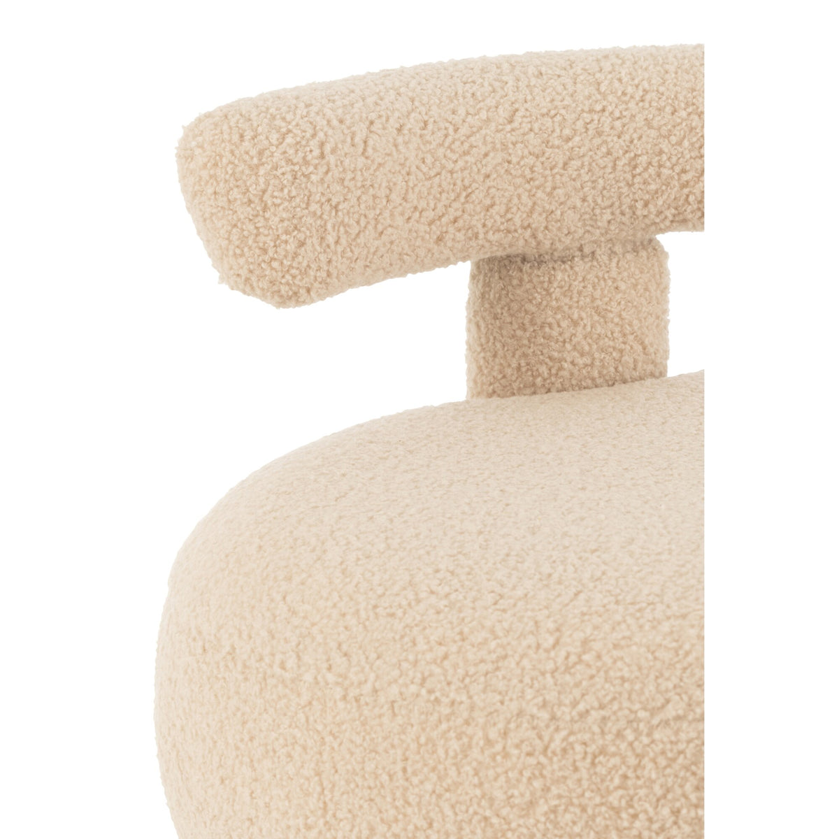 Taburete redondo con respaldo de bouclé en beige cálido J-Line