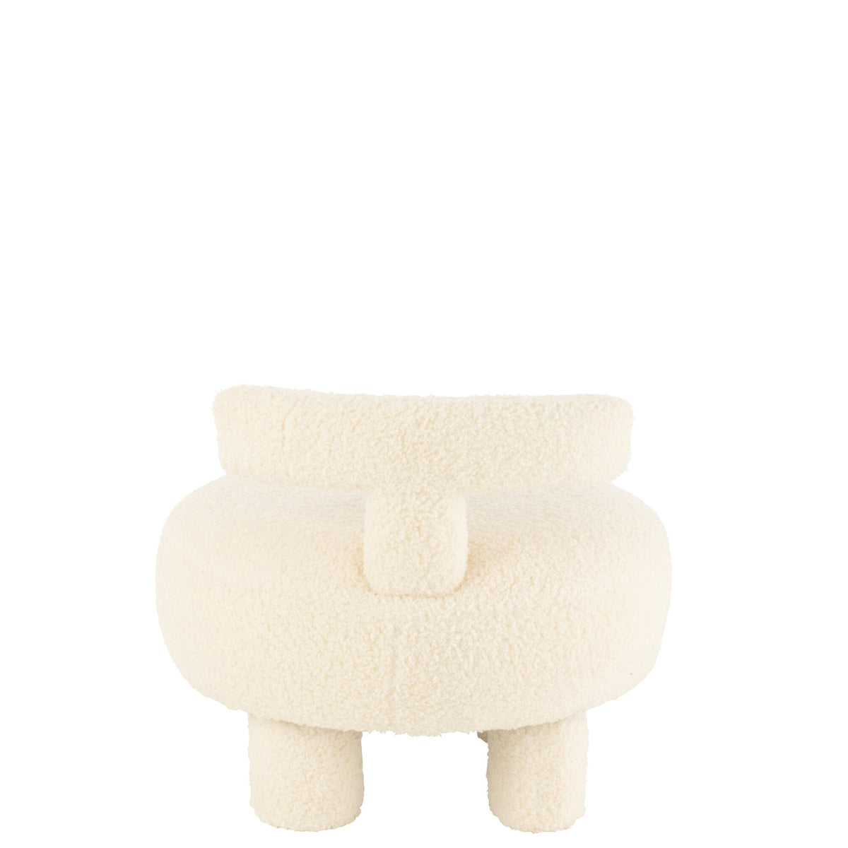 Taburete redondo con respaldo de bouclé blanco J-Line