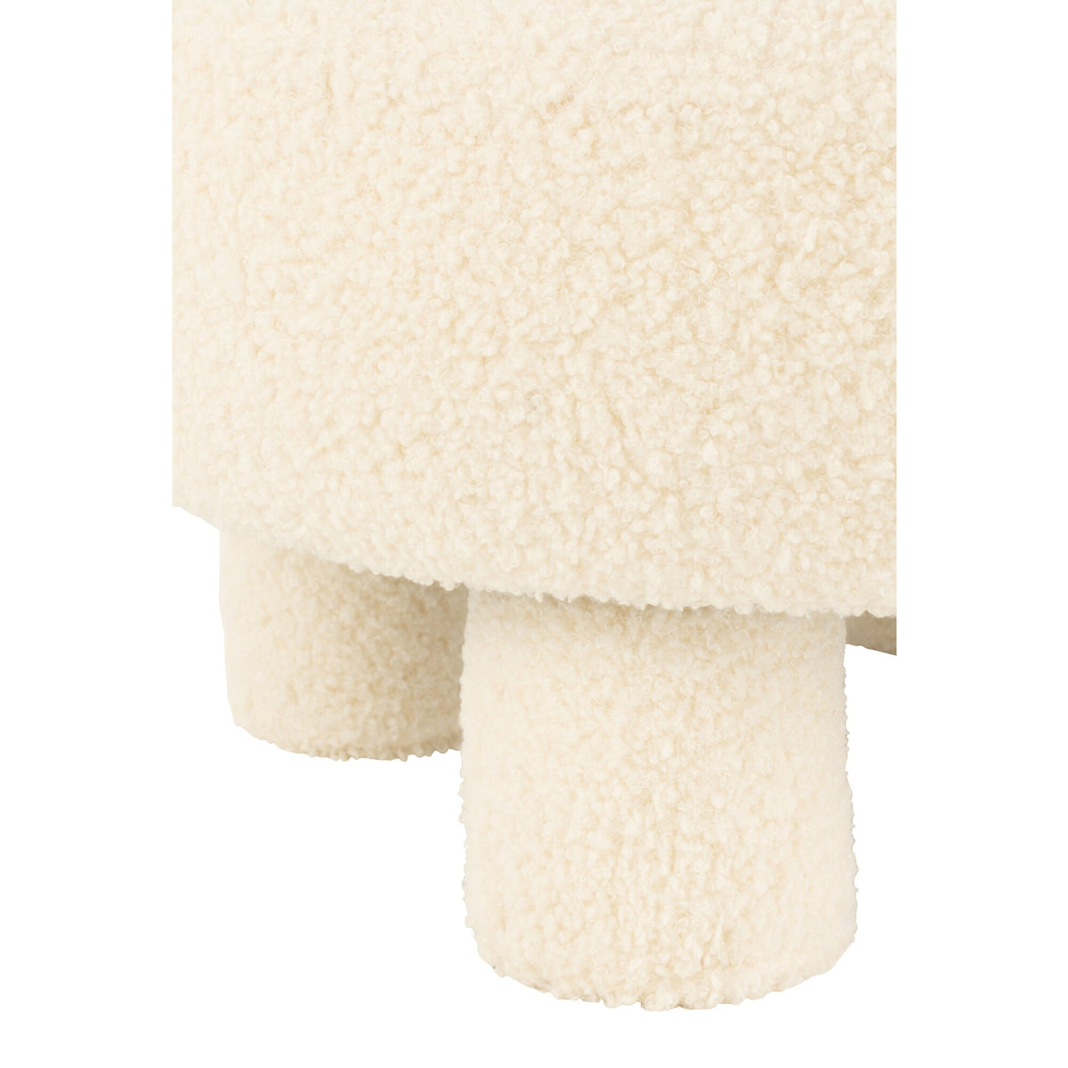 Taburete redondo con respaldo de bouclé blanco J-Line
