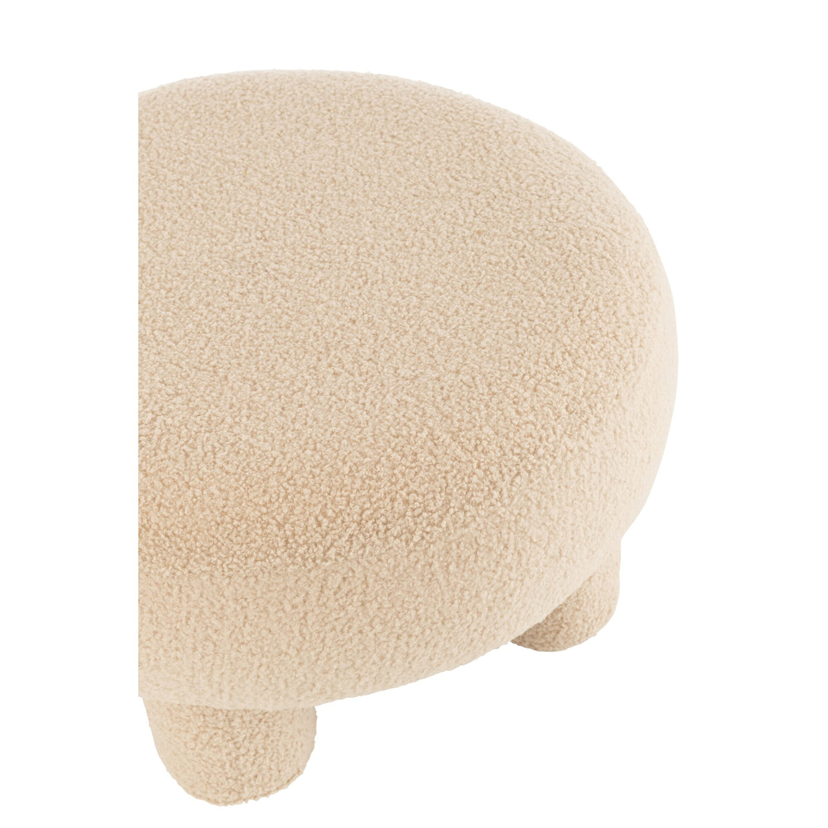 Taburete redondo Teddy con patas, bouclé beige cálido J-Line